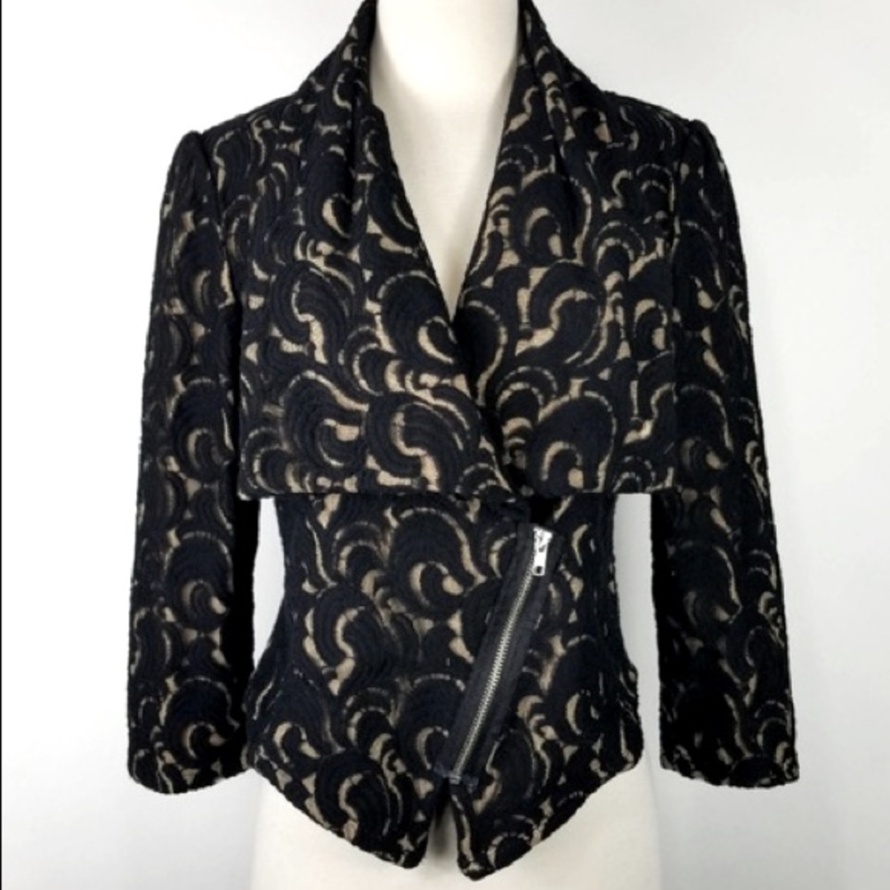 Vivienne Tam Black Lace Cropped Blazer, 4